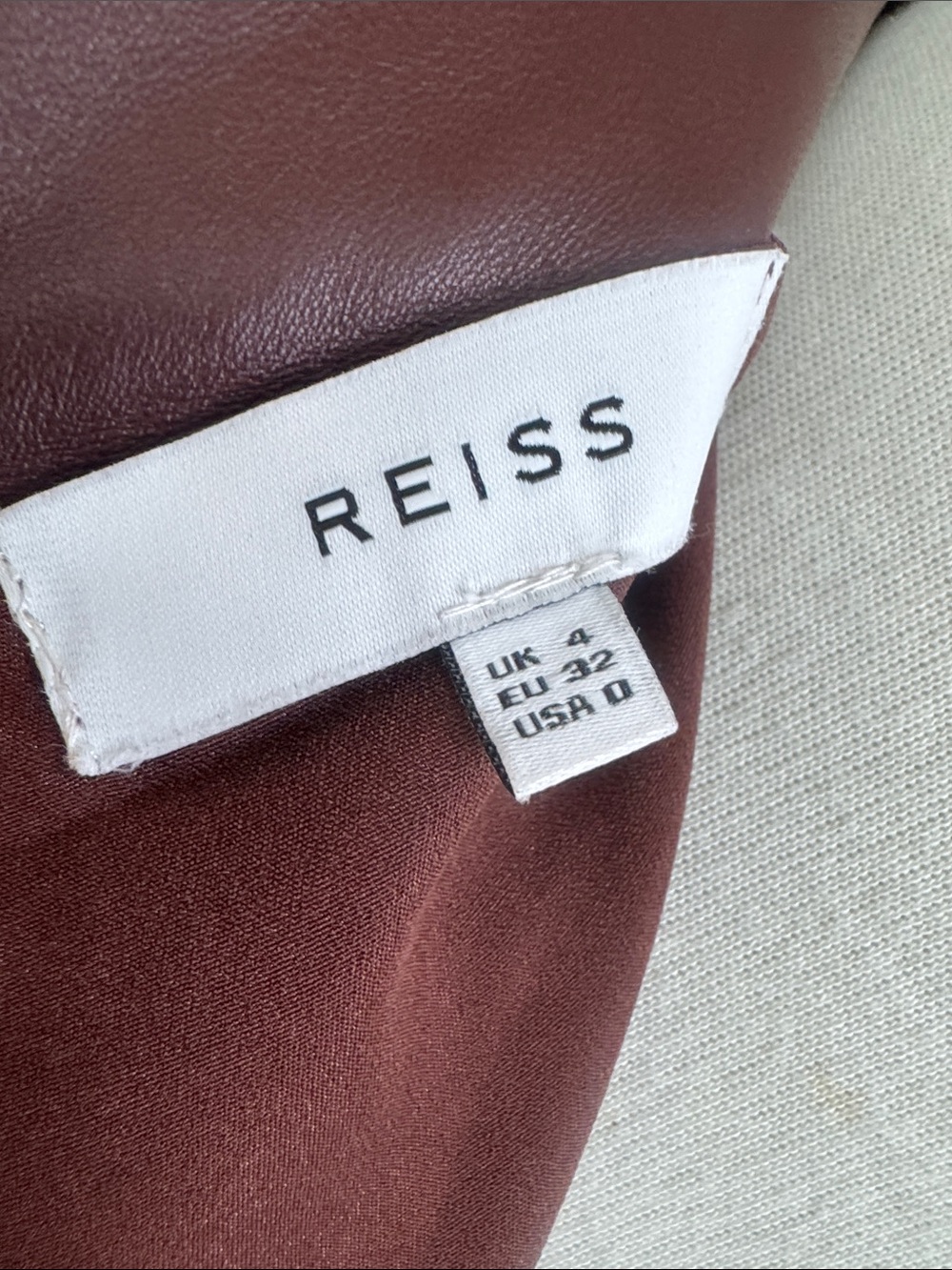 Reiss Reagan Brown Lamb Leather Pencil Skirt US 0 - Picture 9 of 11